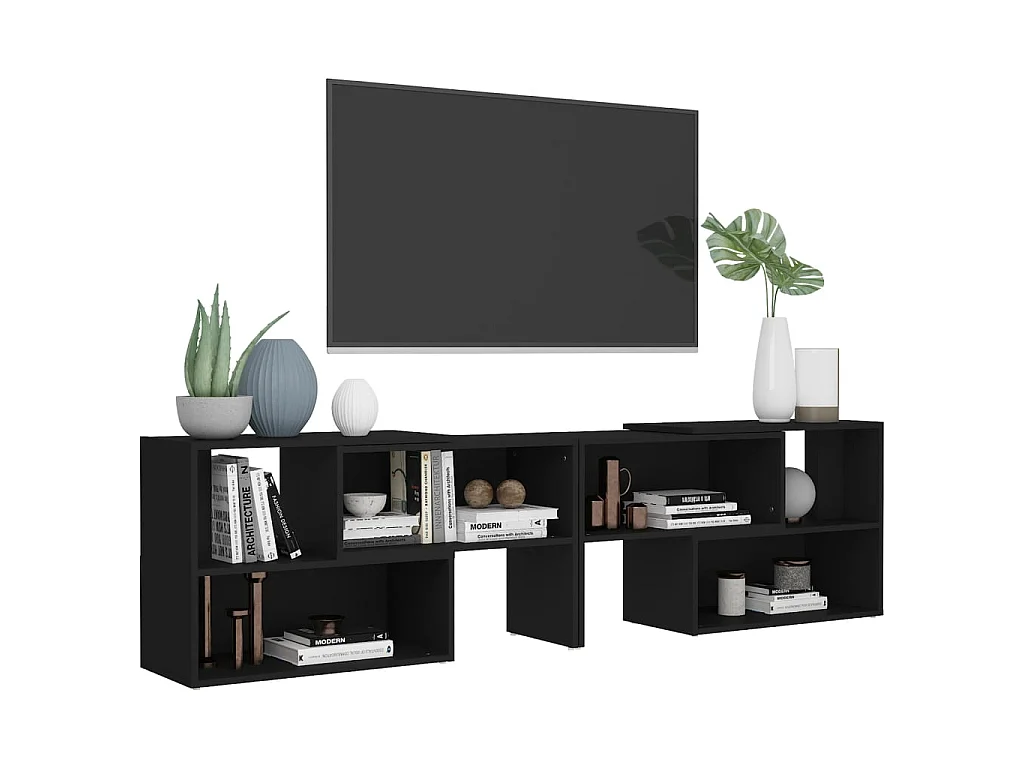 Meuble TV Noir 149x30x52 cm Aggloméré