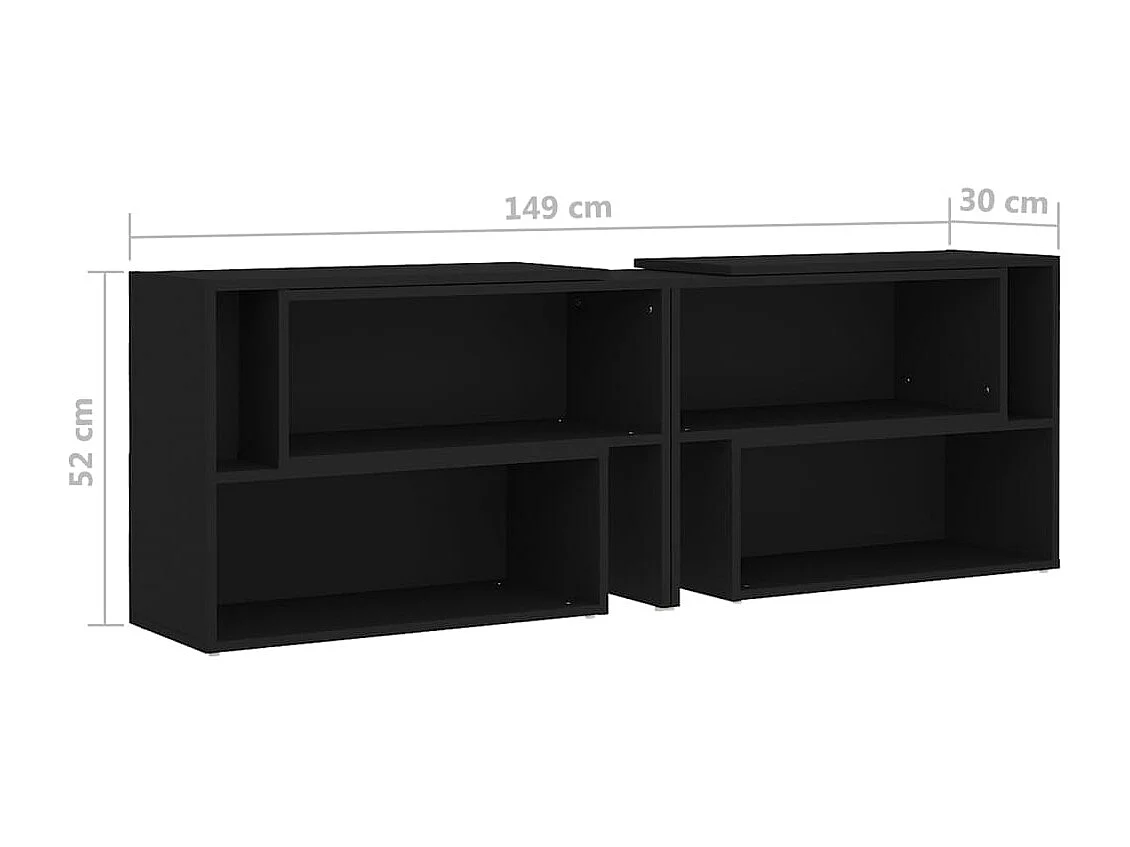 Meuble TV Noir 149x30x52 cm Aggloméré