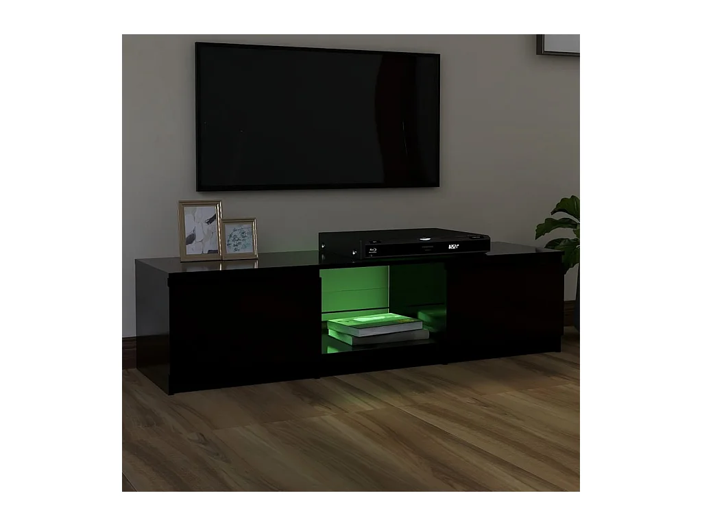 Meuble TV avec lumières LED noir 140x40x35,5 cm