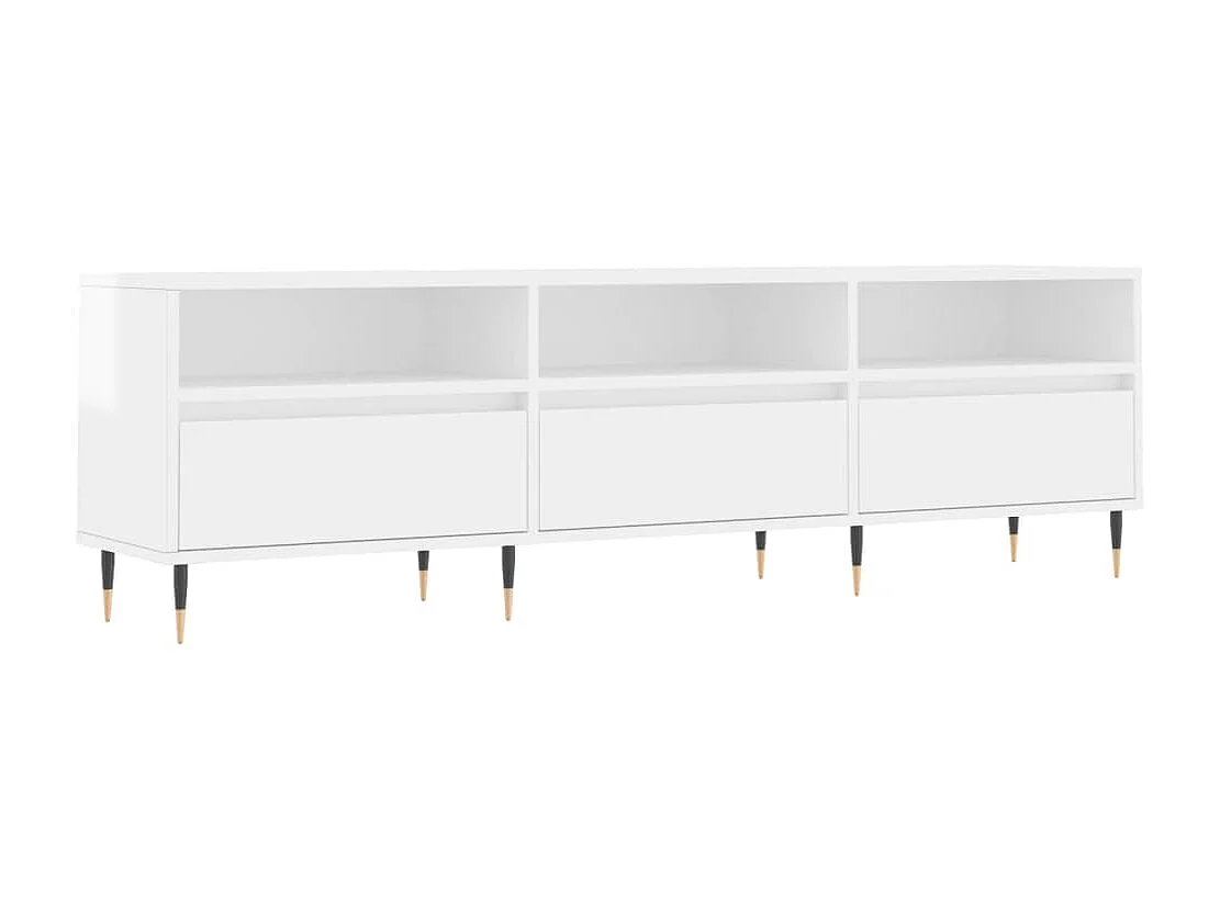 Meuble TV blanc brillant 150x30x44,5 cm bois d'ingénierie