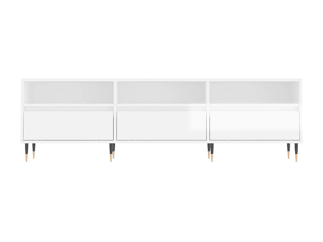 Meuble TV blanc brillant 150x30x44,5 cm bois d'ingénierie