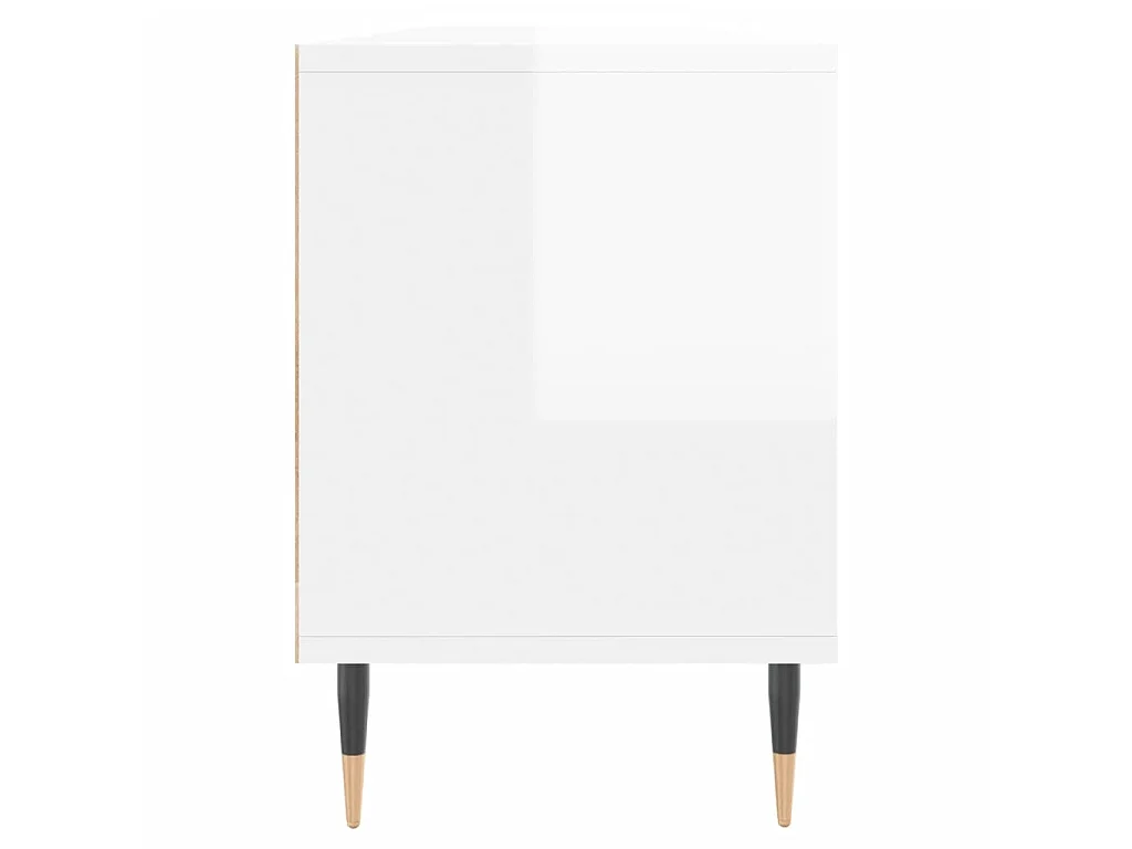 Meuble TV blanc brillant 150x30x44,5 cm bois d'ingénierie