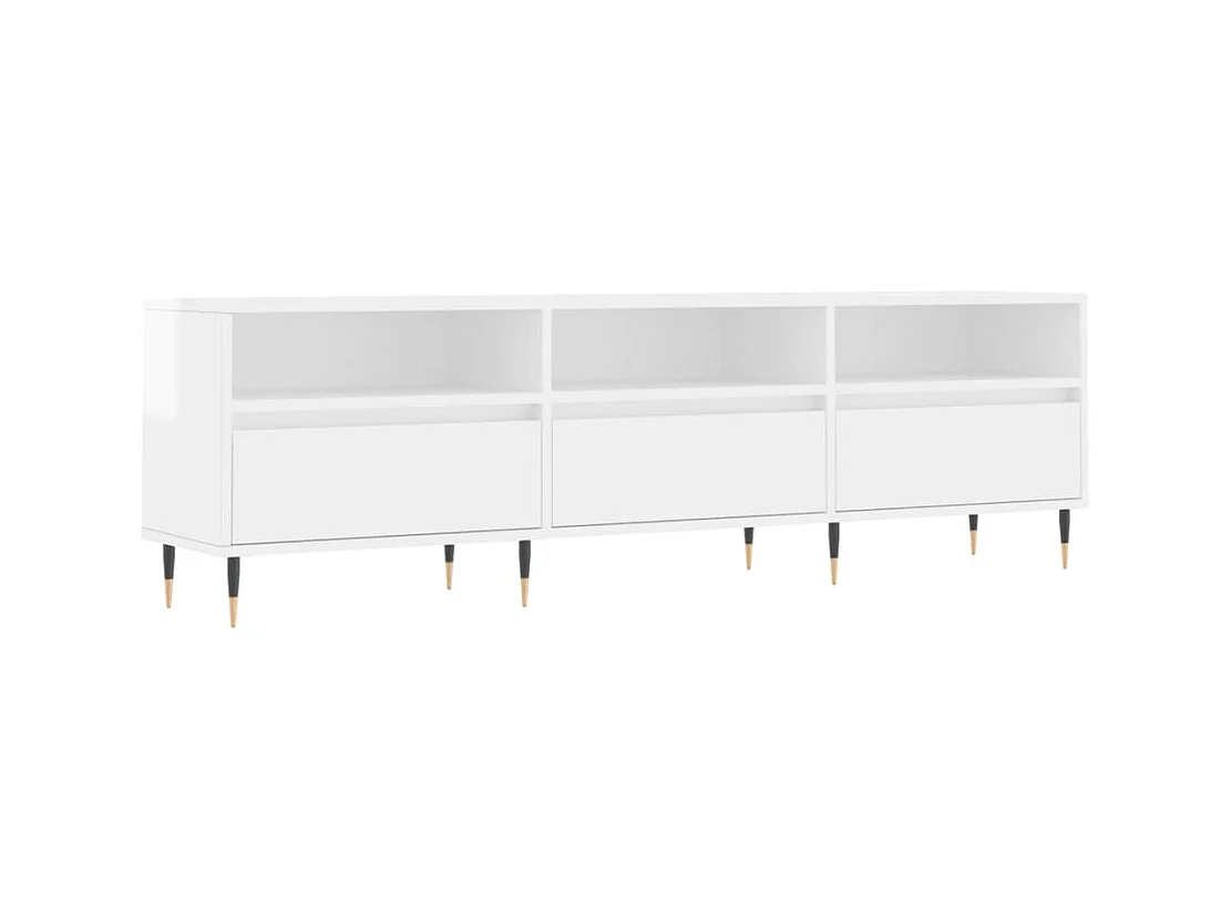 Meuble TV blanc brillant 150x30x44,5 cm bois d'ingénierie