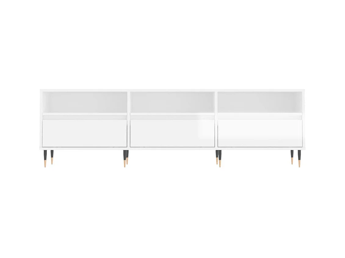 Meuble TV blanc brillant 150x30x44,5 cm bois d'ingénierie
