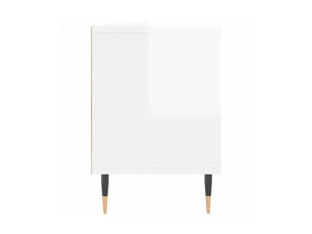 Meuble TV blanc brillant 150x30x44,5 cm bois d'ingénierie