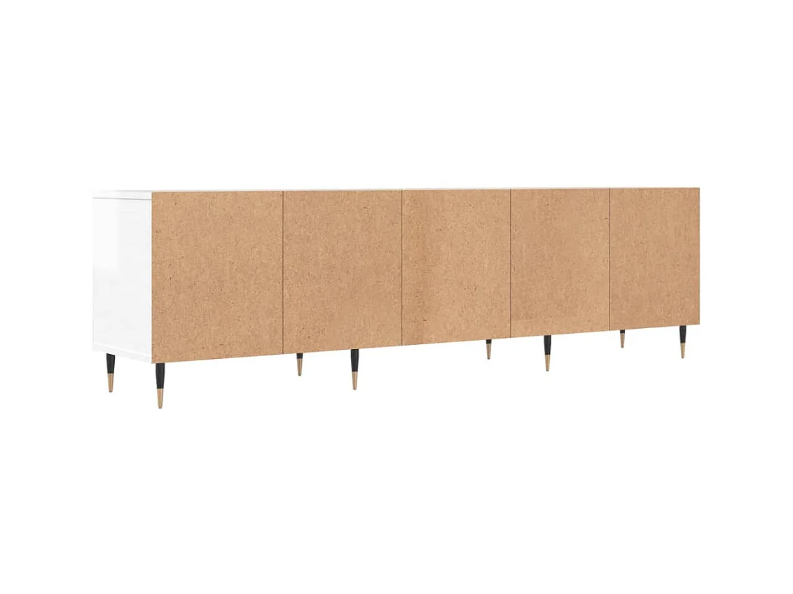Meuble TV blanc brillant 150x30x44,5 cm bois d'ingénierie