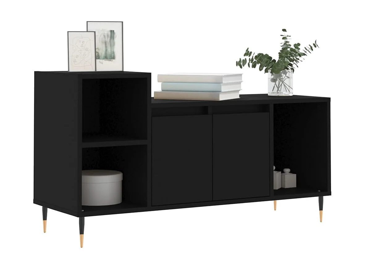 Zwart TV-meubel 100x35x55 cm Bewerkt hout