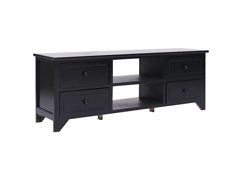 Meuble TV Noir 108x30x40 cm Bois de Paulownia solide