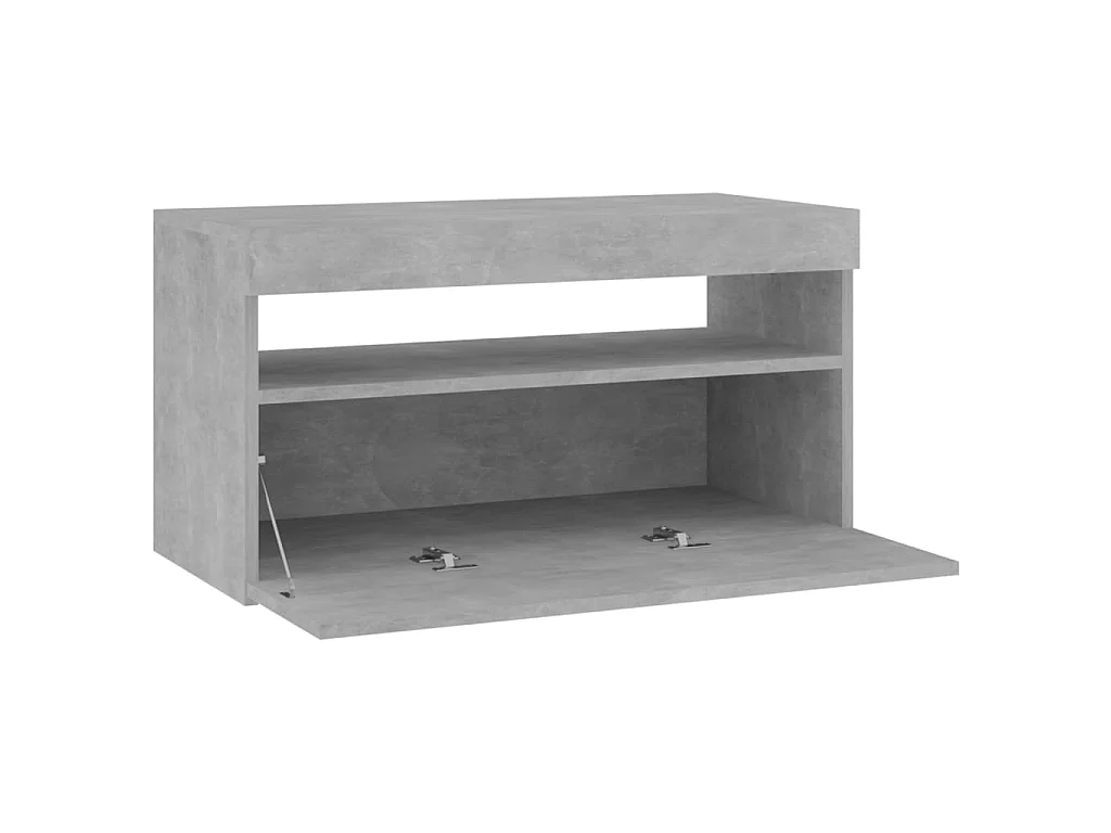 Meuble TV avec lumières LED Gris béton 75x35x40 cm