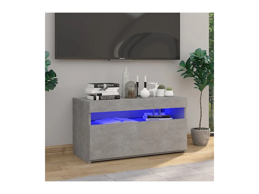 Meuble TV avec lumières LED Gris béton 75x35x40 cm
