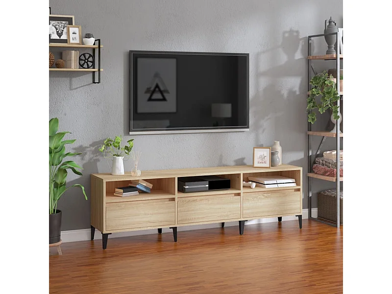Mueble TV roble Sonoma 150x30x44,5 cm madera contrachapada