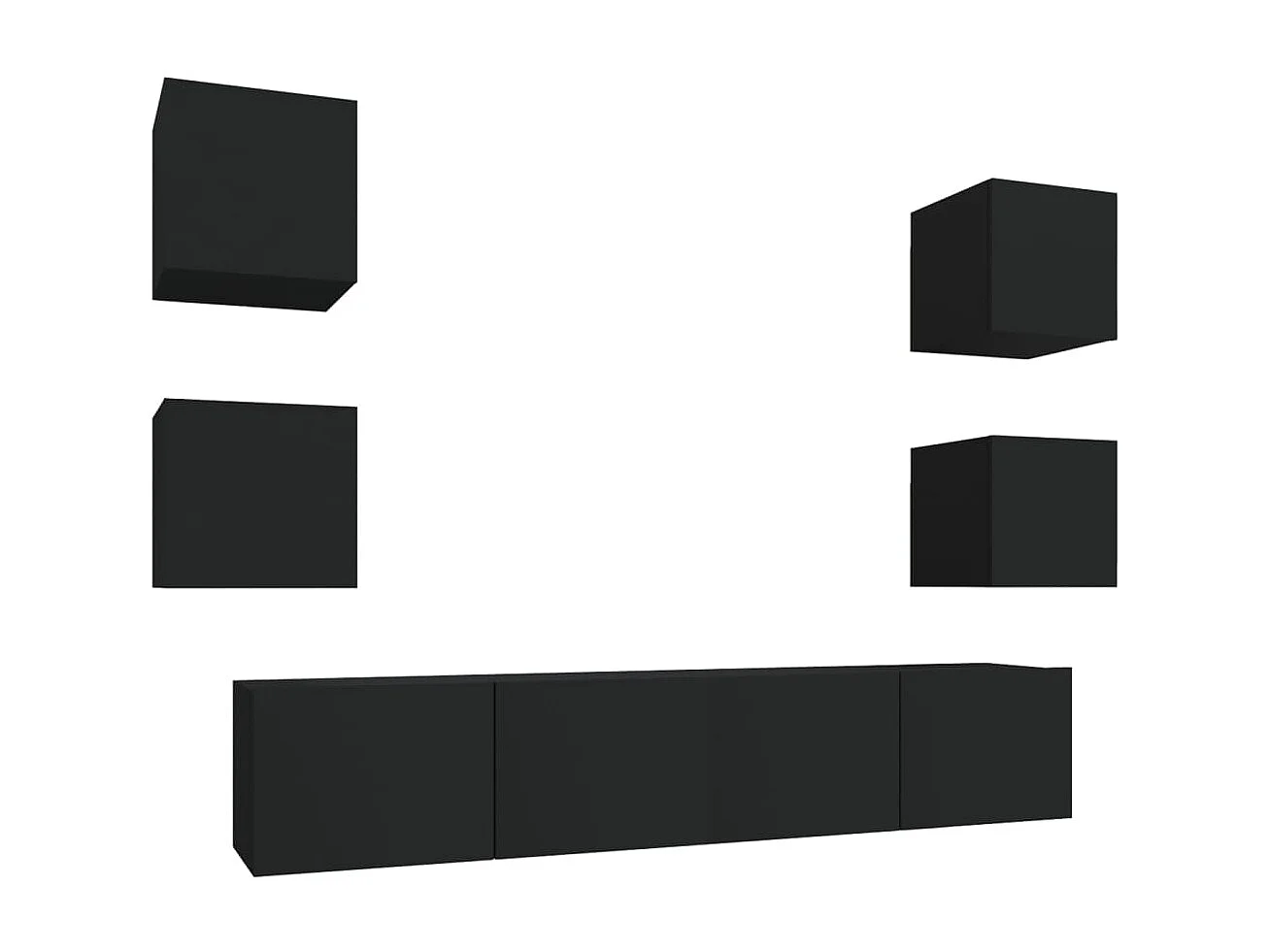 Ensemble de meubles TV 6 pcs Noir Bois d'ingénierie