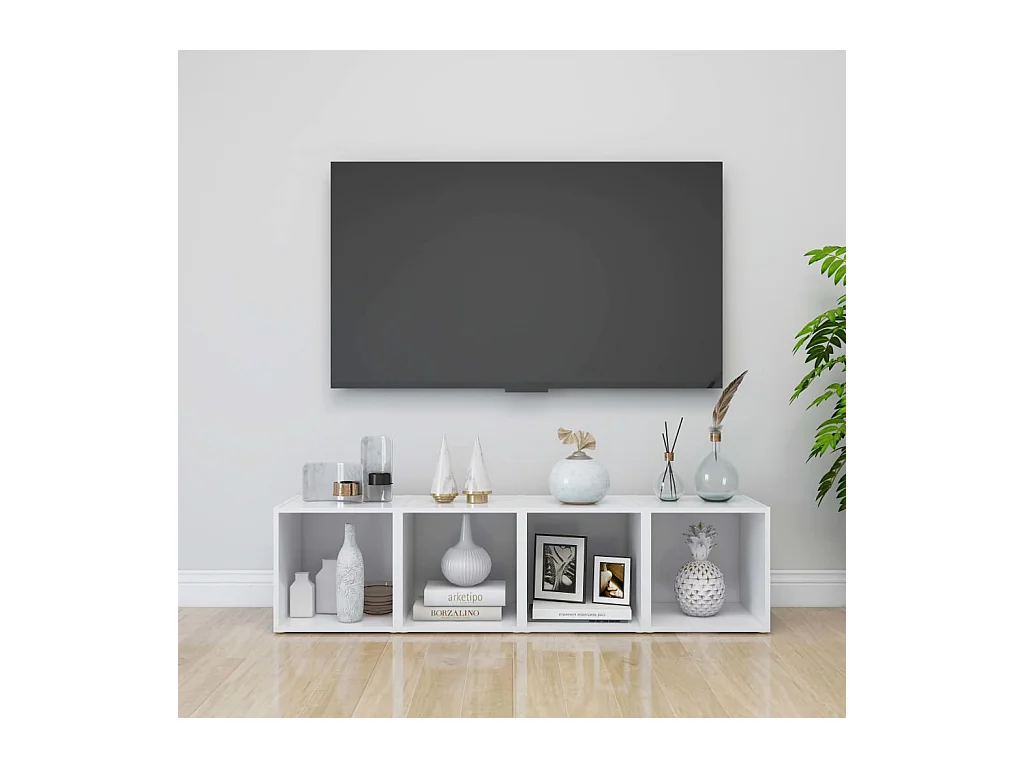 TV meubel 4 stuks Wit 37x35x37 cm Spaanplaat