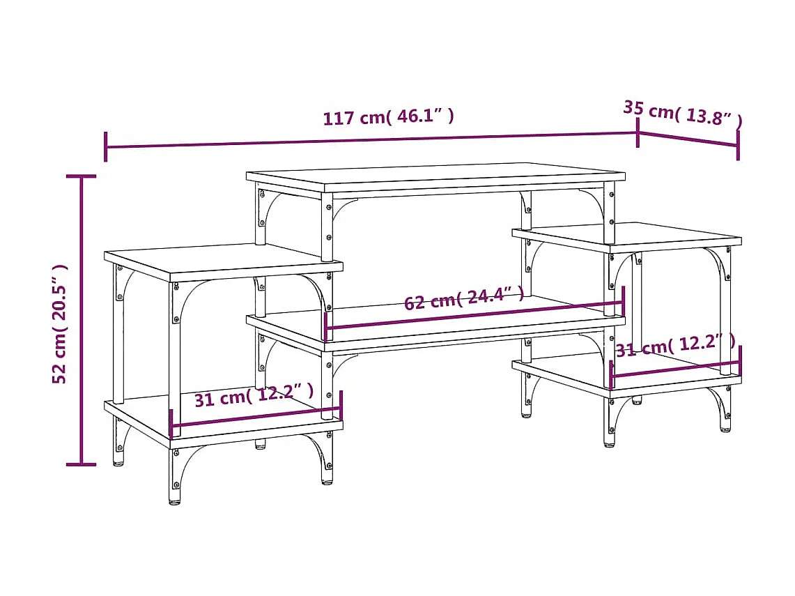 Meuble TV chêne sonoma 117x35x52 cm bois d'ingénierie