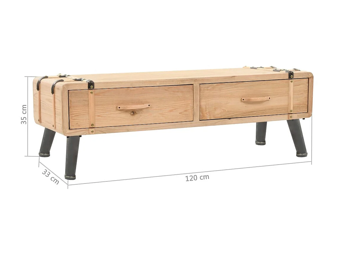 Meuble TV Bois de sapin massif 120x33x35 cm