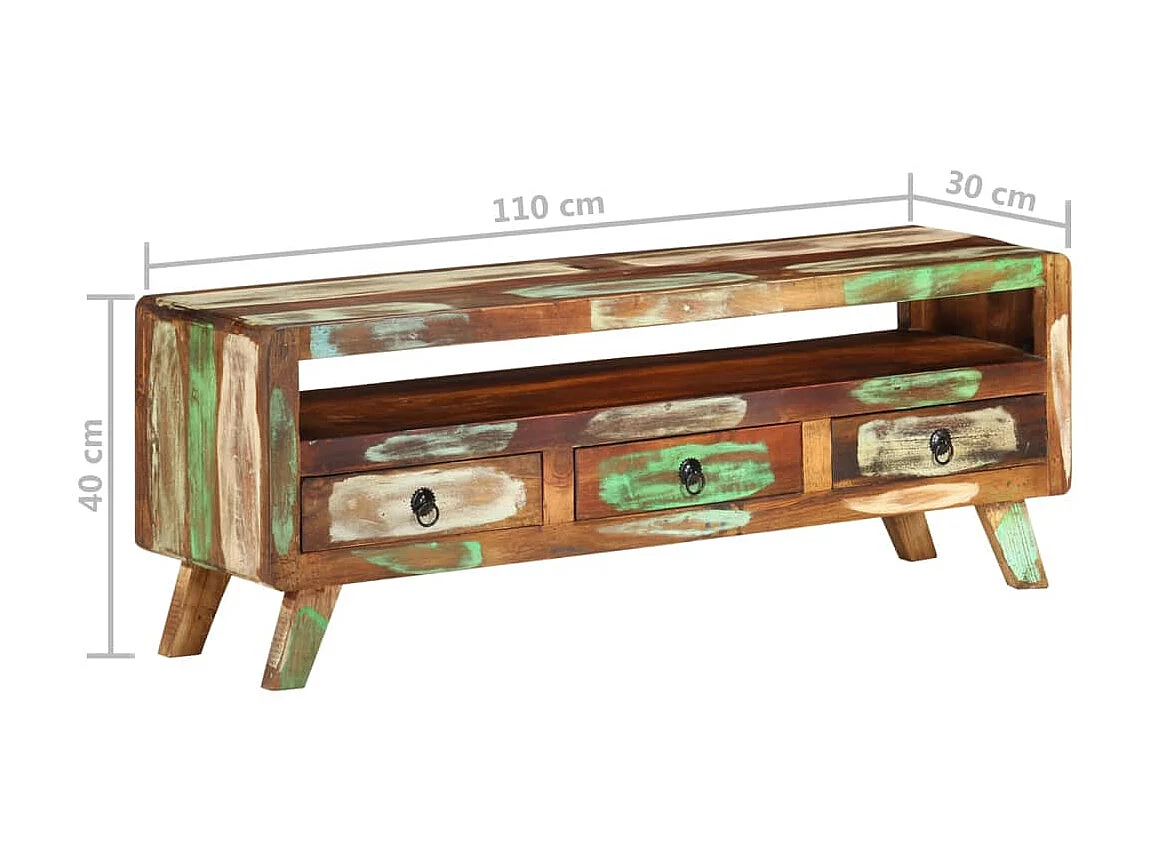 Mueble TV multicolor 110x30x40 cm Madera maciza recuperada