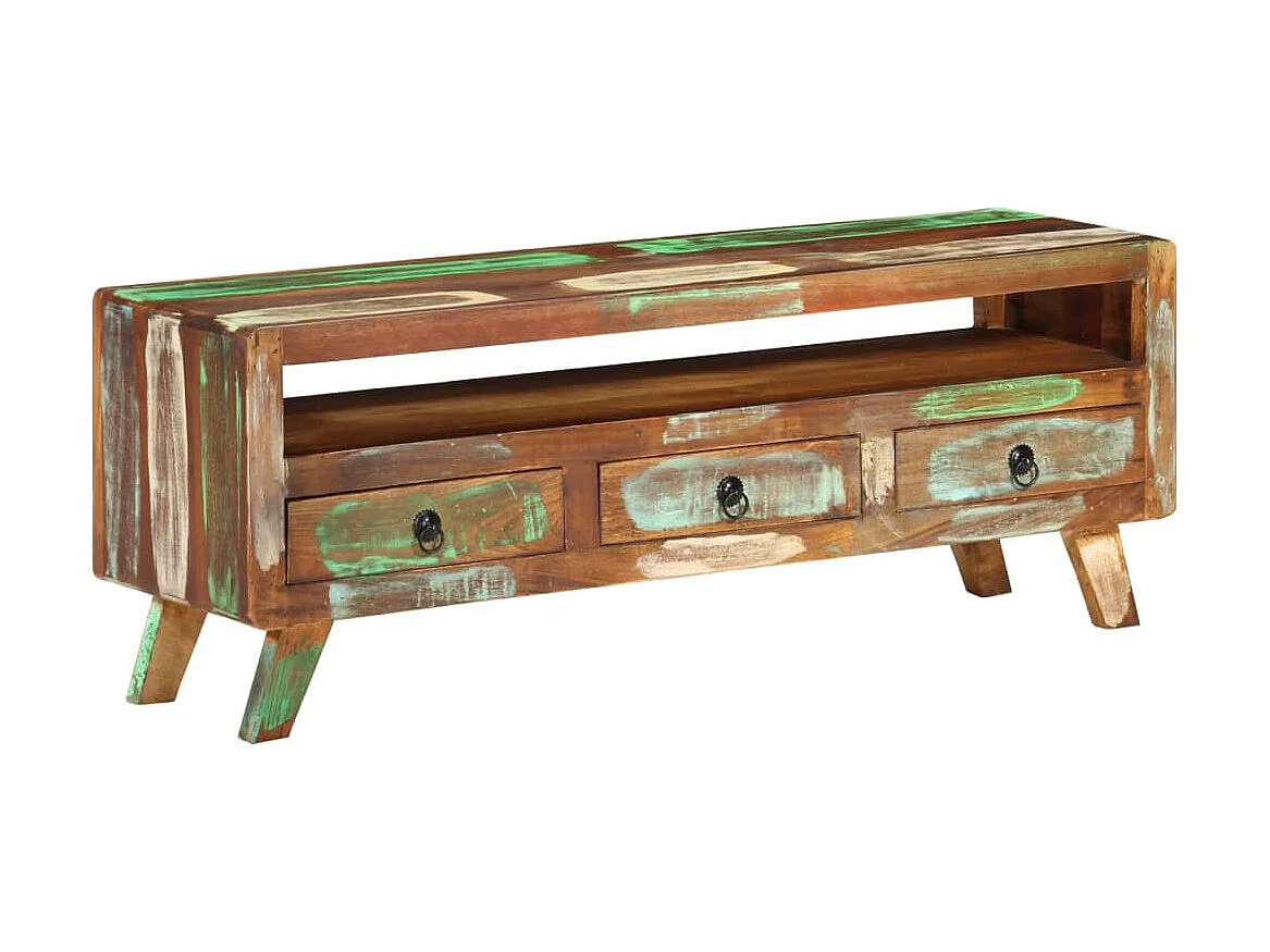 Meuble TV Multicolore 110x30x40 cm Bois massif de récupération