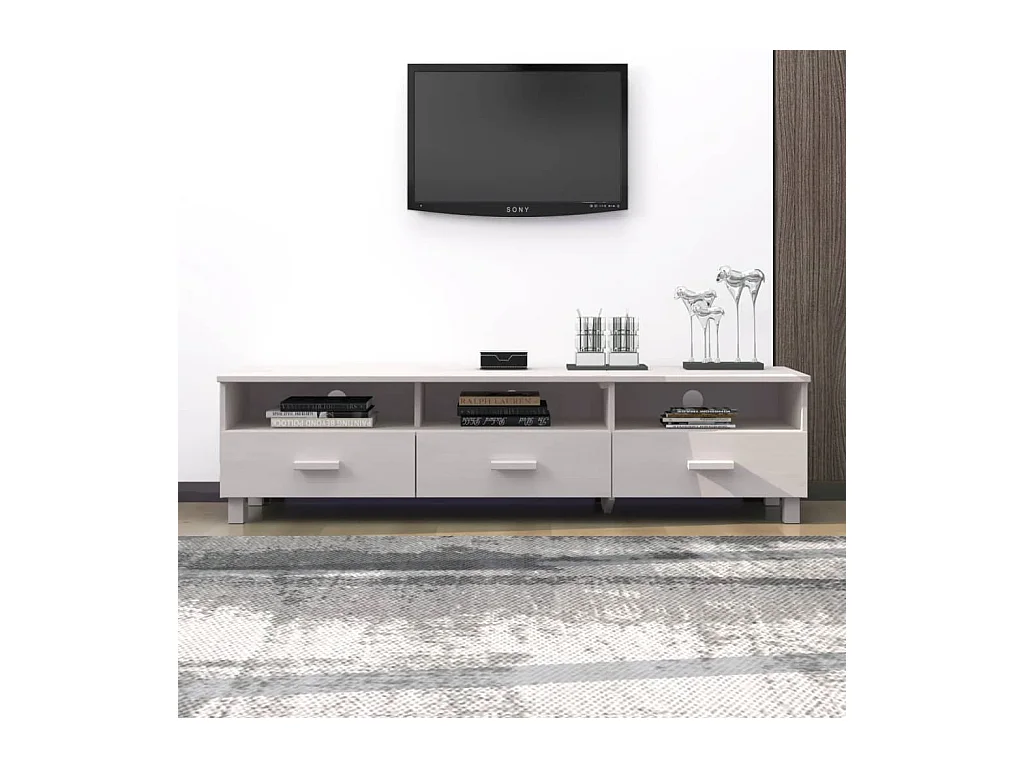Mobile TV HAMAR Bianco 158x40x40 cm Legno di pino massiccio