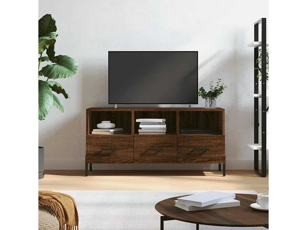 Mobile TV in rovere marrone 102x36x50 cm in derivati del legno