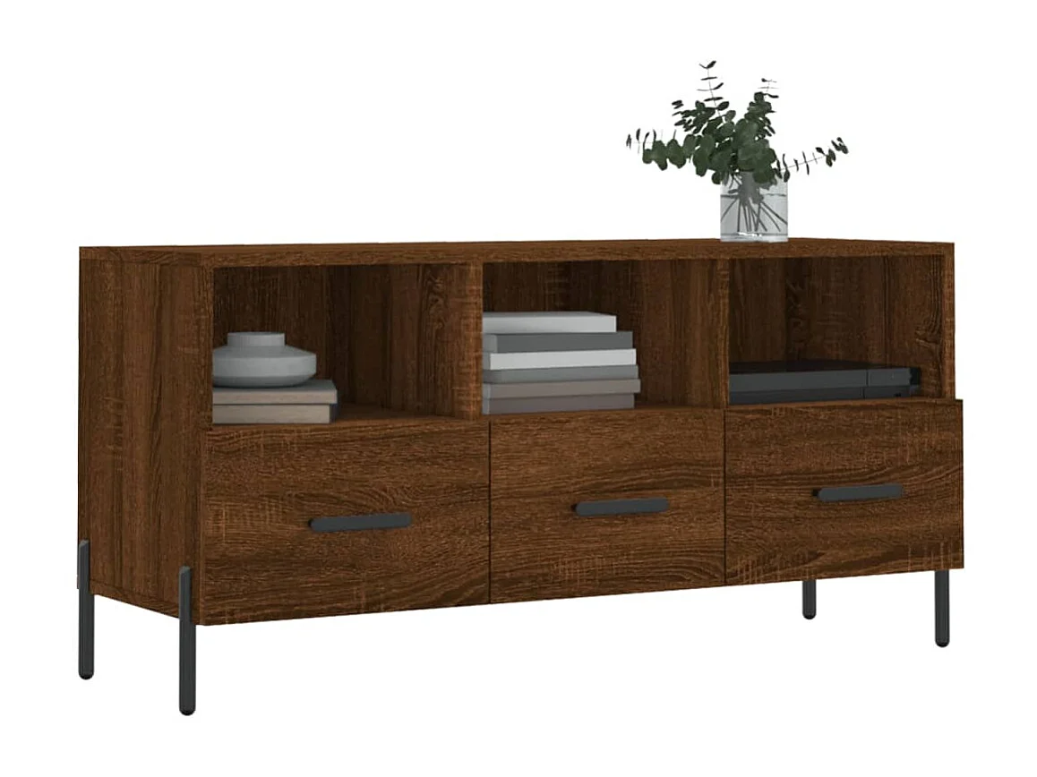 Mobile TV in rovere marrone 102x36x50 cm in derivati del legno