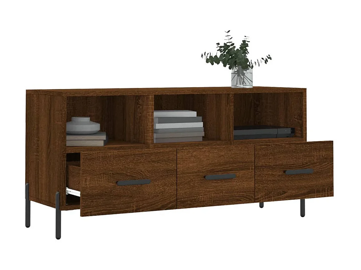 Mobile TV in rovere marrone 102x36x50 cm in derivati del legno