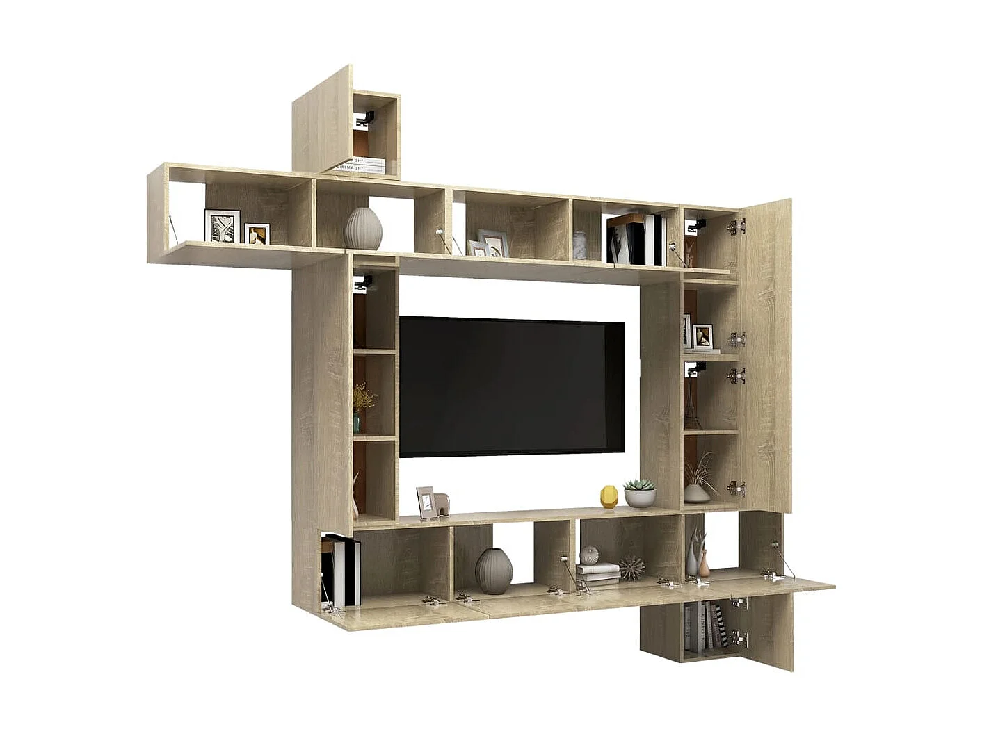 Ensemble de meuble TV 9 pcs Chêne sonoma Aggloméré