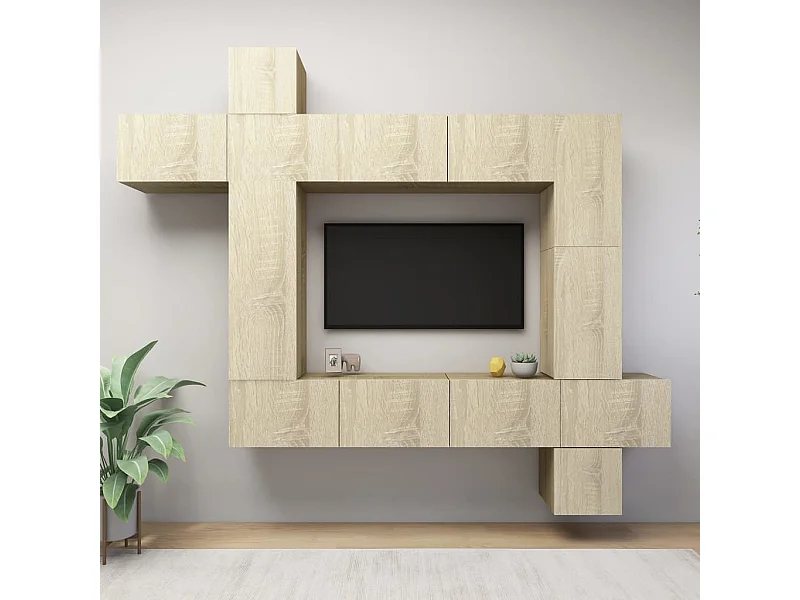 Set di mobili TV da 9 pezzi. Truciolato rovere Sonoma