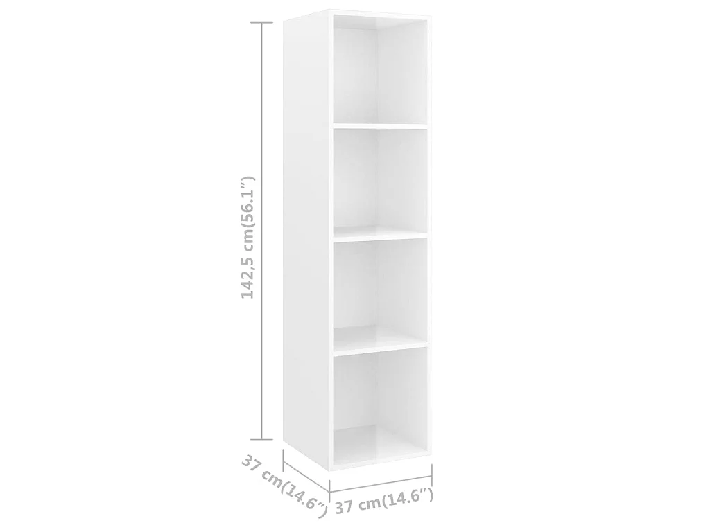 Mobile TV a parete Pannello truciolare bianco lucido 37x37x142,5 cm