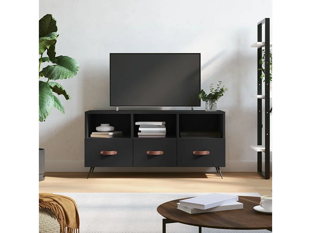 Mueble TV negro 102x36x50 cm de madera contrachapada