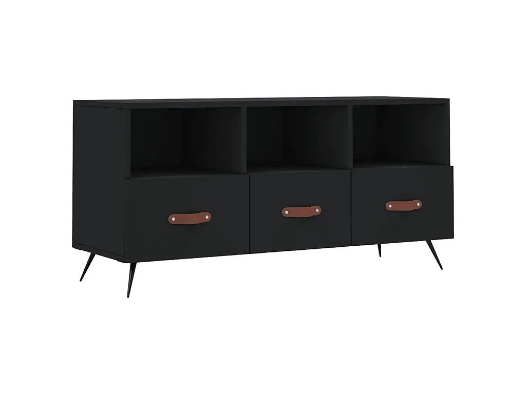 Mueble TV negro 102x36x50 cm de madera contrachapada