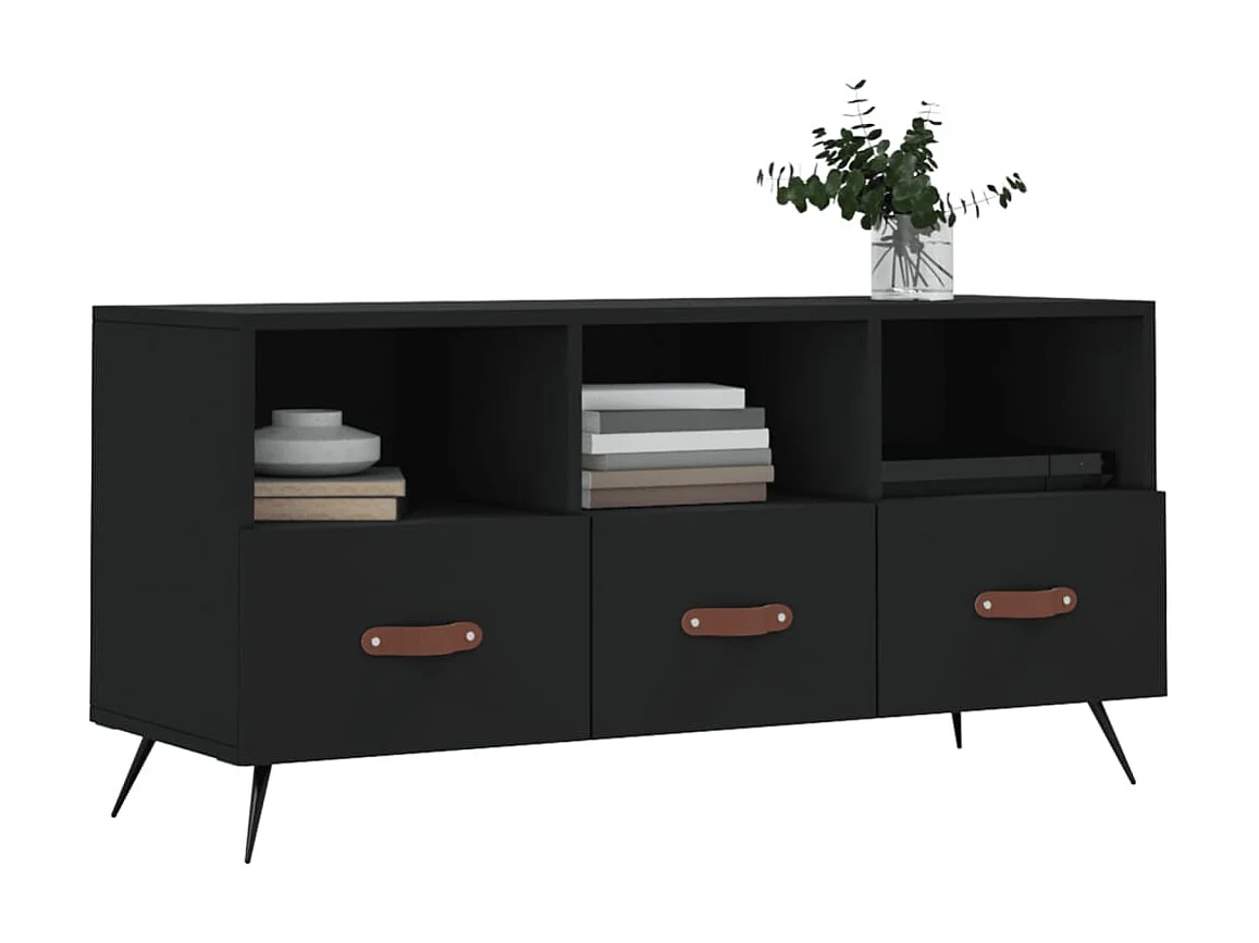 Mueble TV negro 102x36x50 cm de madera contrachapada