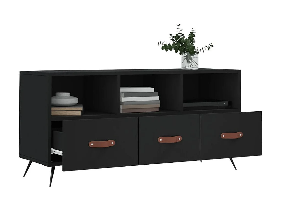 Meuble TV noir 102x36x50 cm bois d'ingénierie