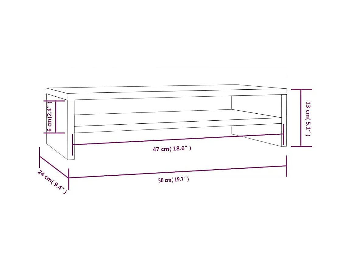 Support de moniteur 50x24x13 cm Bois de pin solide