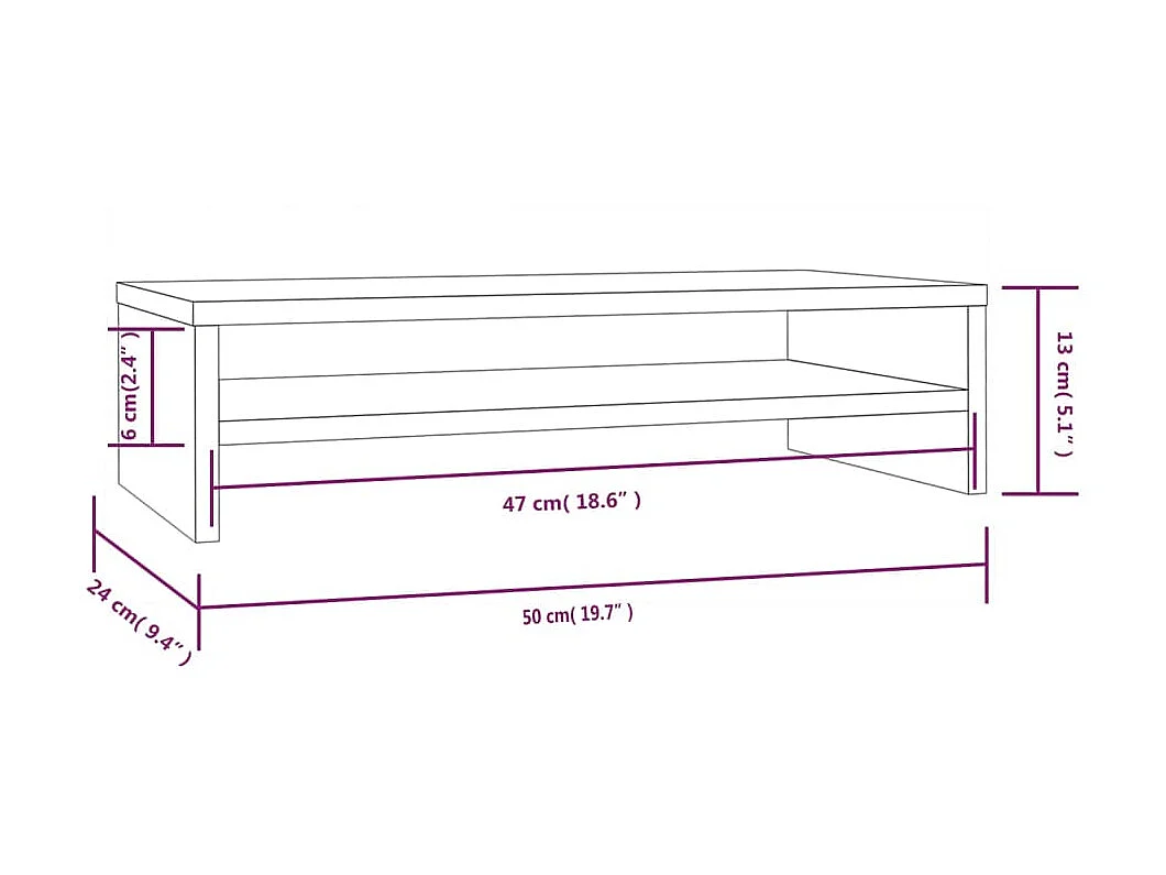 Support de moniteur 50x24x13 cm Bois de pin solide