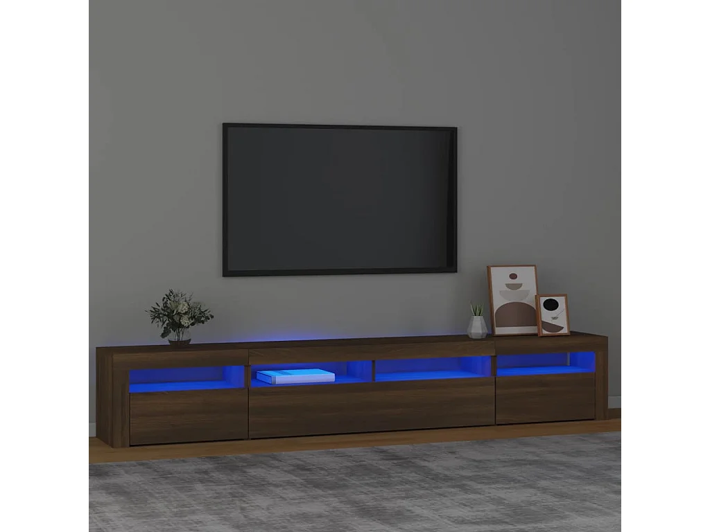 Meuble TV avec lumières LED Chêne marron 240x35x40 cm