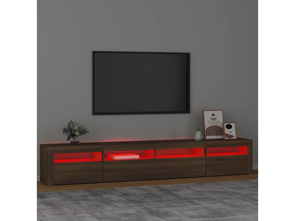 Meuble TV avec lumières LED Chêne marron 240x35x40 cm
