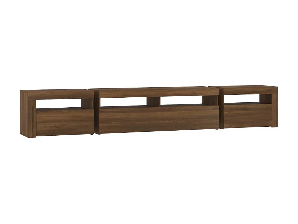 Meuble TV avec lumières LED Chêne marron 240x35x40 cm