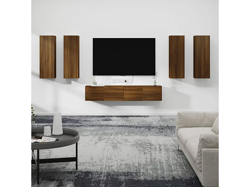 Ensemble de meubles TV 6 pcs Chêne marron Bois d'ingénierie