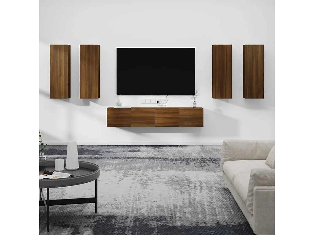 Ensemble de meubles TV 6 pcs Chêne marron Bois d'ingénierie