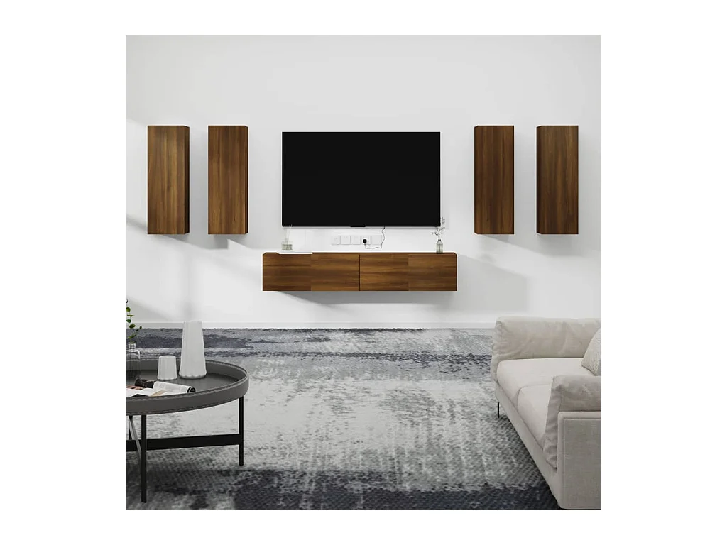 Ensemble de meubles TV 6 pcs Chêne marron Bois d'ingénierie