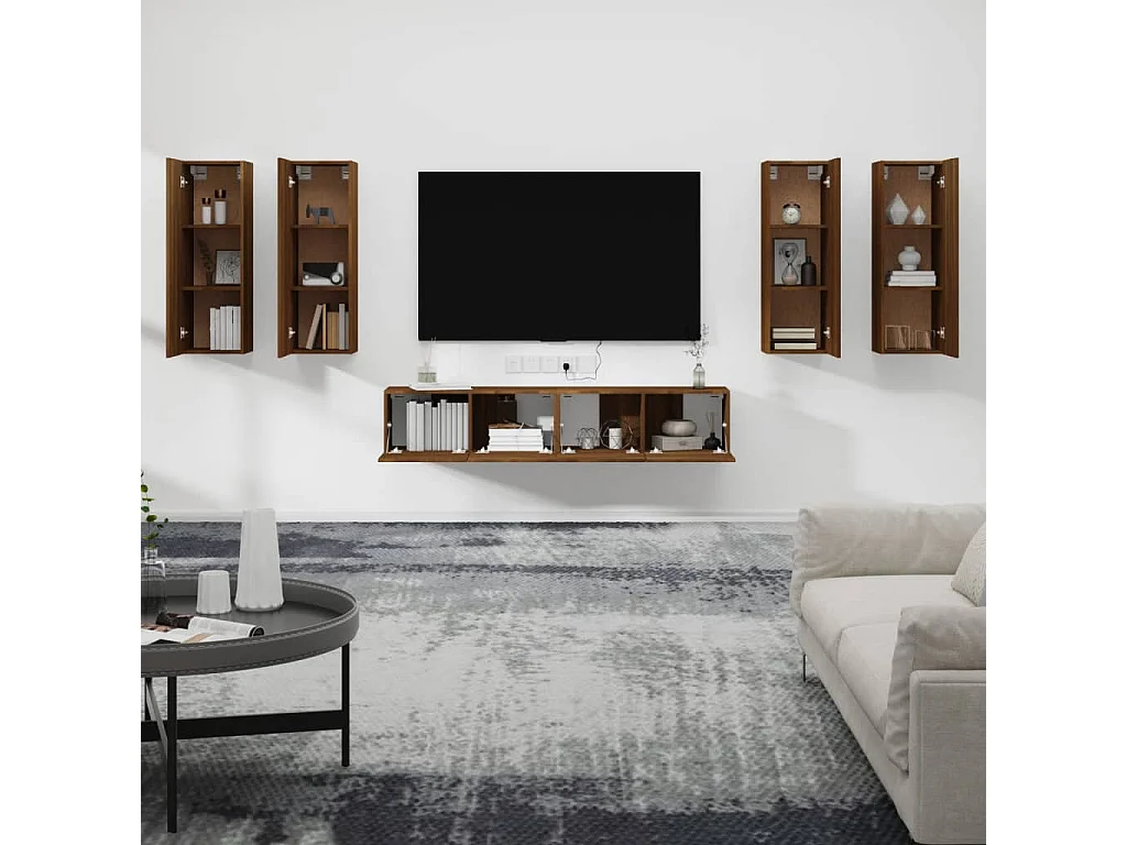 Ensemble de meubles TV 6 pcs Chêne marron Bois d'ingénierie