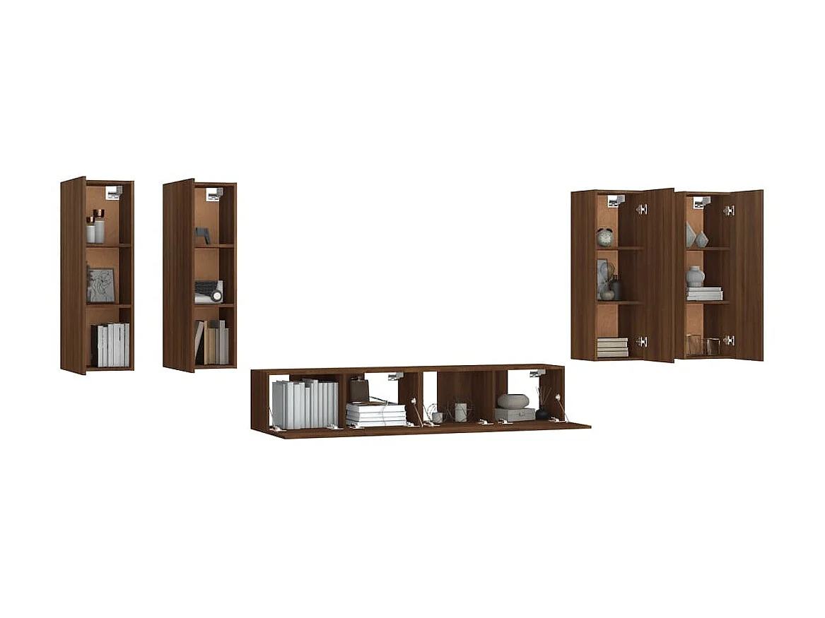 Ensemble de meubles TV 6 pcs Chêne marron Bois d'ingénierie