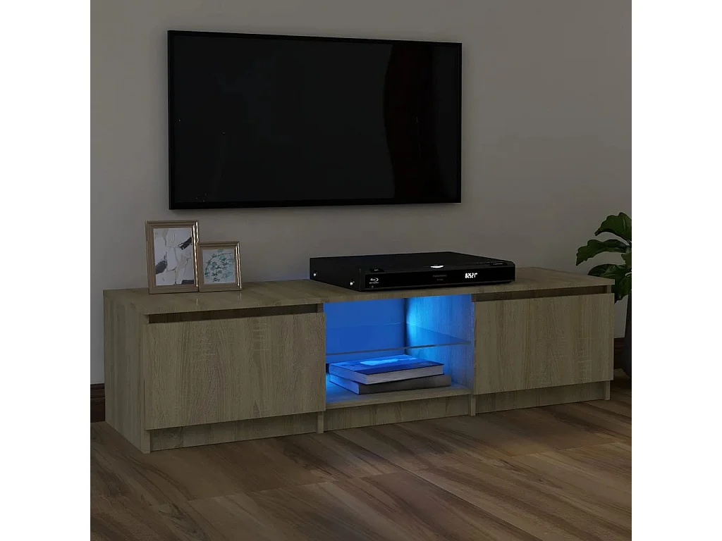 Mueble TV con luces LED roble sonoma 120x30x35,5 cm