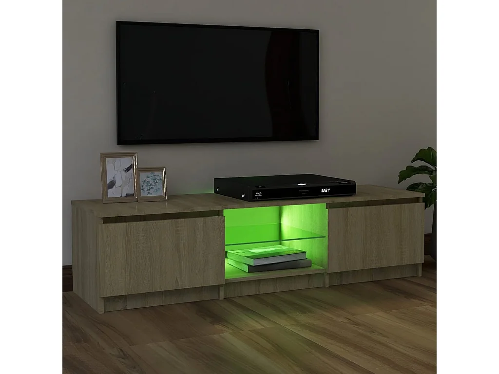 Mueble TV con luces LED roble sonoma 120x30x35,5 cm