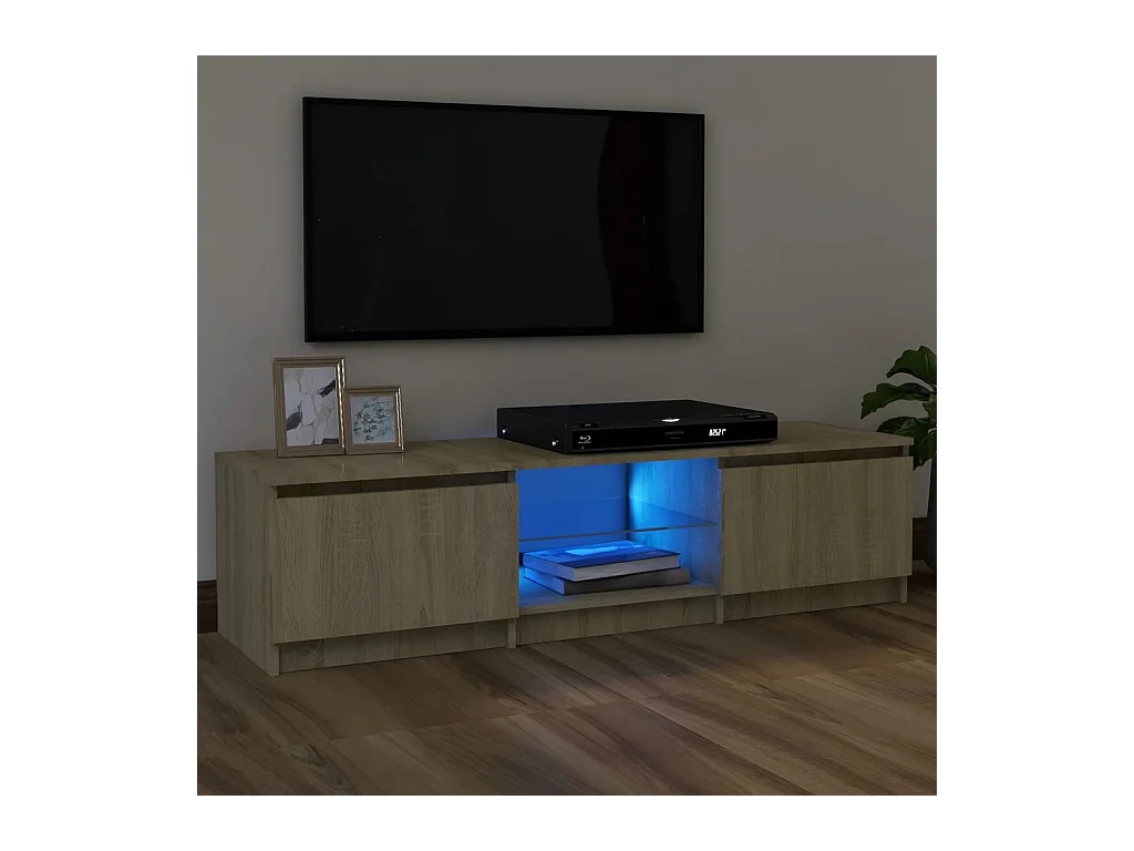Meuble TV avec lumières LED chêne sonoma 120x30x35,5 cm
