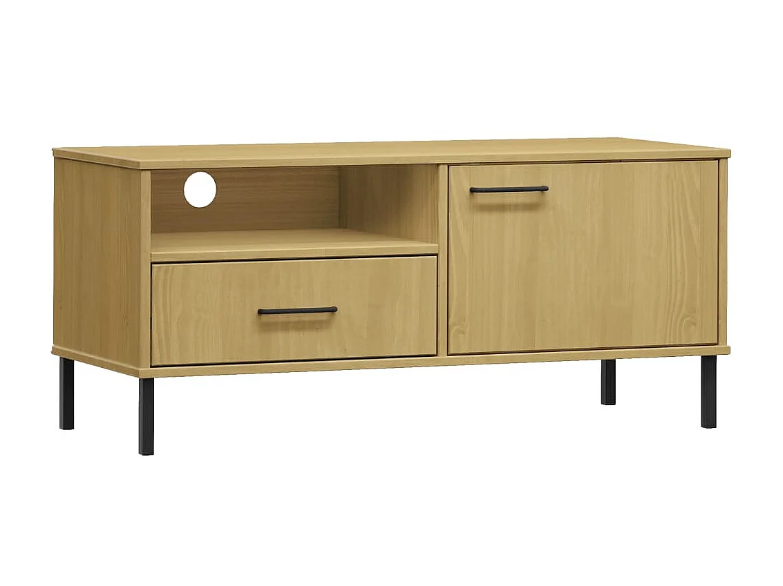 Móvel tv com pés metálicos Castanho Madeira maciça de pinho OSLO