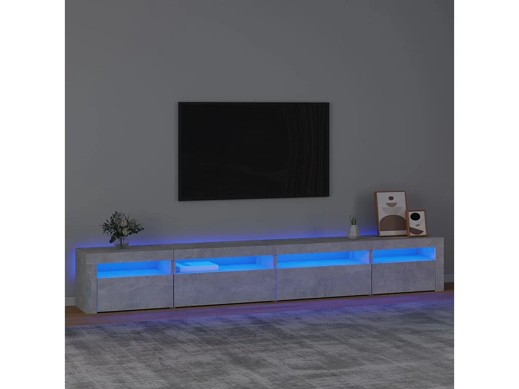 TV-meubel met LED-verlichting Betongrijs 270x35x40 cm