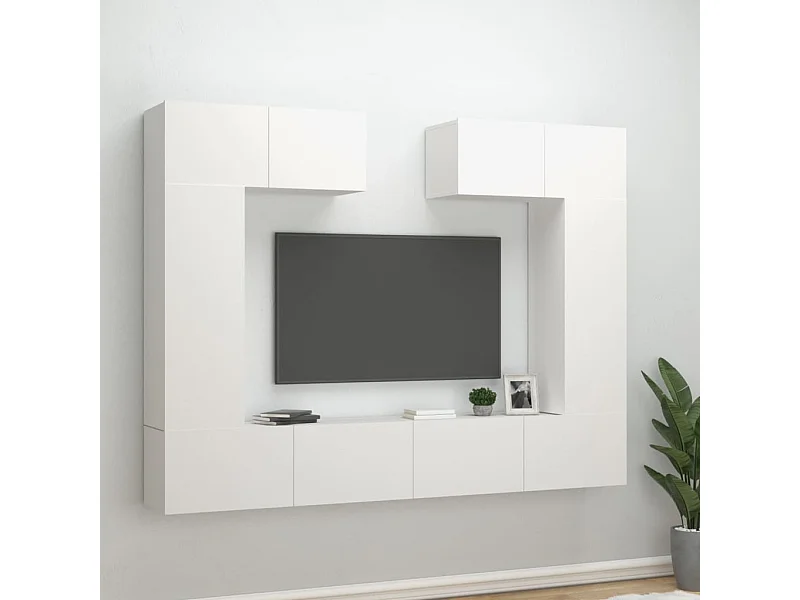Ensemble de meubles TV 6 pcs Blanc Bois d'ingénierie