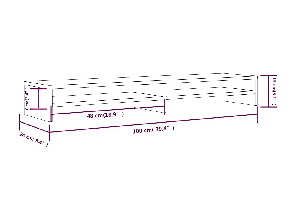 Supporto per monitor 100x24x13 cm Legno di pino massiccio