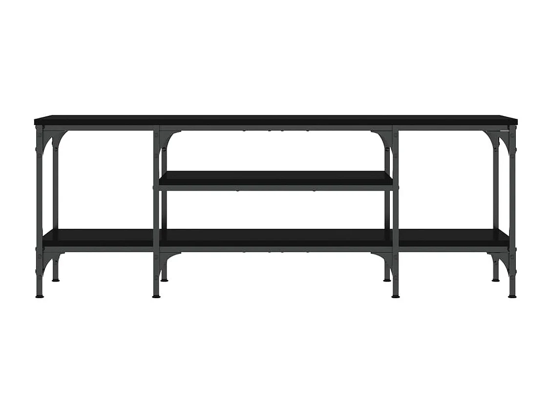 Mueble TV negro 121x35x45 cm madera contrachapada y hierro